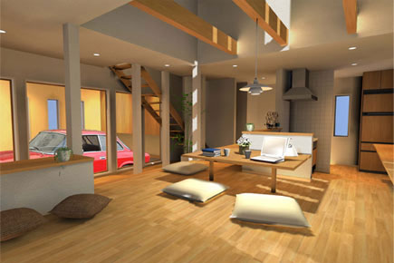 イメージ:愛車を眺めるガレージのある家